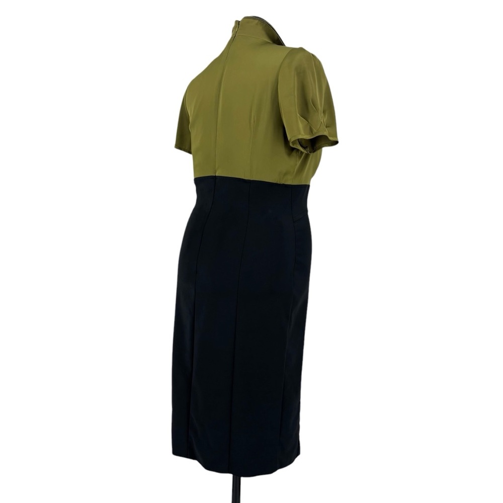 le chateau Chartreuse and Black Short Sleeve Ruffle Neck Wiggle Skirt, Large - Picture 10 of 17